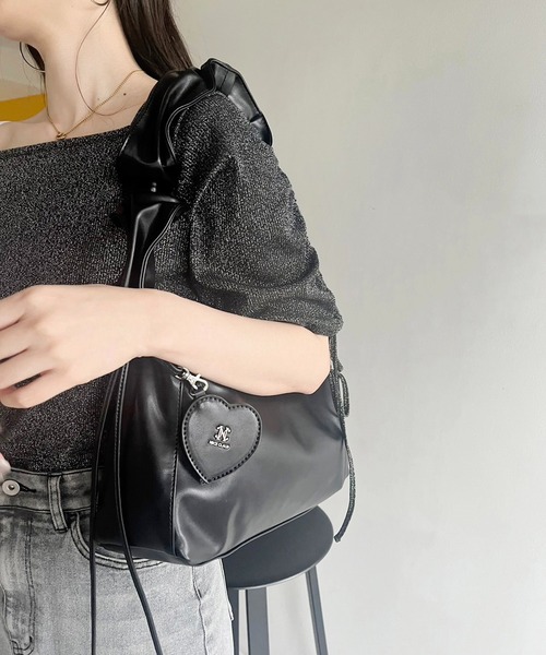 one after another NICE CLAUP(ワンアフターアナザーナイスクラップ)の「ハートミラーチャーム付きドロストバッグ(トートバッグ・レディース・アイボリー/シルバー/ブラック・FREE)」の17枚目の写真