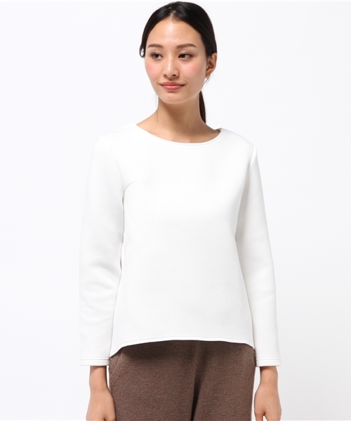 koe(コエ)の「バックタックコクーン長袖プルオーバー(Tシャツ/カットソー・レディース・オフホワイト/杢グレー/ネイビー・MEDIUM/LARGE/SMALL)」の4枚目の写真