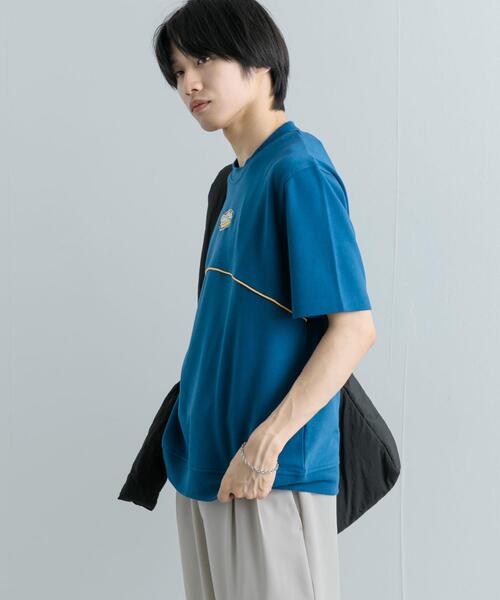 SENSE OF PLACE by URBAN RESEARCH(センスオブプレイスバイアーバンリサーチ)の「ブロックドデザインTシャツ(5分袖)(Tシャツ/カットソー・メンズ・ブルー/ブラック/グリーン・MEDIUM/LARGE)」の1枚目の写真