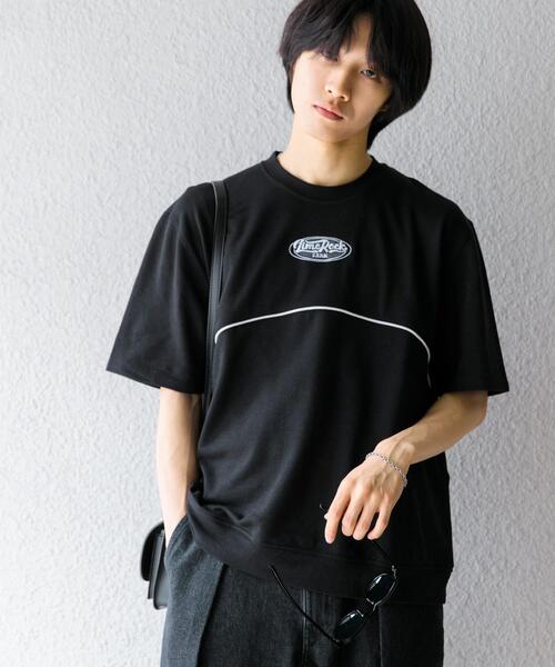 SENSE OF PLACE by URBAN RESEARCH(センスオブプレイスバイアーバンリサーチ)の「ブロックドデザインTシャツ(5分袖)(Tシャツ/カットソー・メンズ・ブルー/ブラック/グリーン・MEDIUM/LARGE)」の2枚目の写真