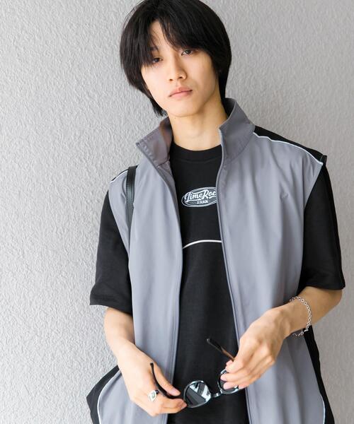 SENSE OF PLACE by URBAN RESEARCH(センスオブプレイスバイアーバンリサーチ)の「ブロックドデザインTシャツ(5分袖)(Tシャツ/カットソー・メンズ・ブルー/ブラック/グリーン・MEDIUM/LARGE)」の6枚目の写真