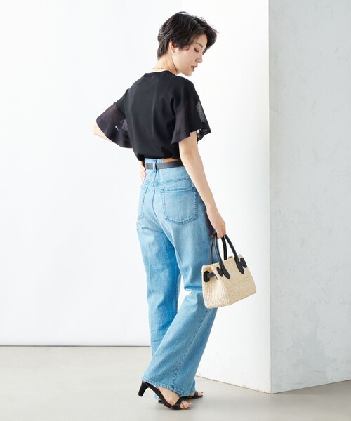 NOLLEY’S Sophi(ノーリーズソフィ)の「《手洗い可能》シアーフレアスリーブプルオーバーカットソー(ニット/セーター・レディース・ベージュ/ブラック/オフホワイト・38)」の7枚目の写真