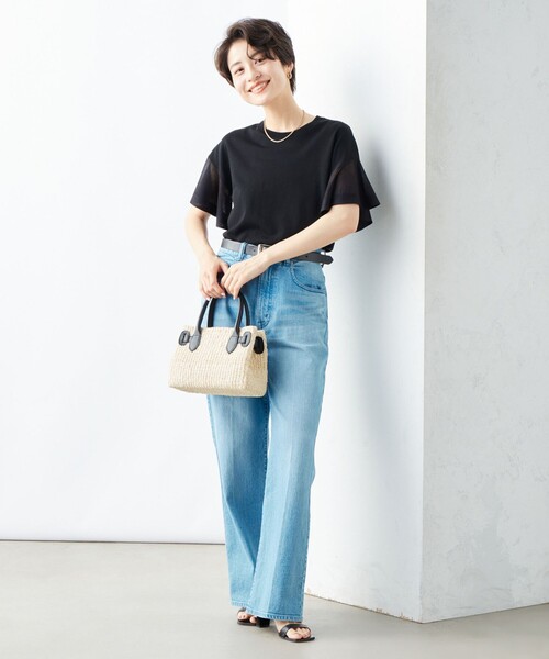 NOLLEY’S Sophi(ノーリーズソフィ)の「《手洗い可能》シアーフレアスリーブプルオーバーカットソー(ニット/セーター・レディース・ベージュ/ブラック/オフホワイト・38)」の8枚目の写真