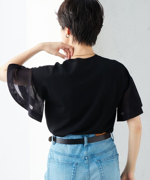 NOLLEY’S Sophi(ノーリーズソフィ)の「《手洗い可能》シアーフレアスリーブプルオーバーカットソー(ニット/セーター・レディース・ベージュ/ブラック/オフホワイト・38)」の10枚目の写真