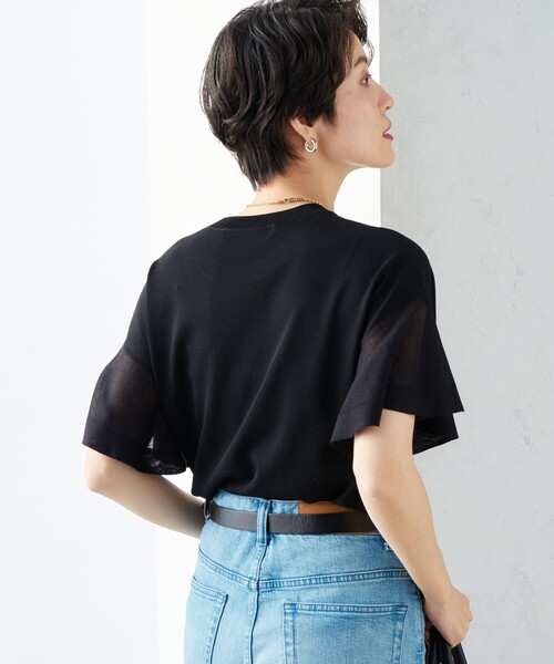 NOLLEY’S Sophi(ノーリーズソフィ)の「《手洗い可能》シアーフレアスリーブプルオーバーカットソー(ニット/セーター・レディース・ベージュ/ブラック/オフホワイト・38)」の11枚目の写真