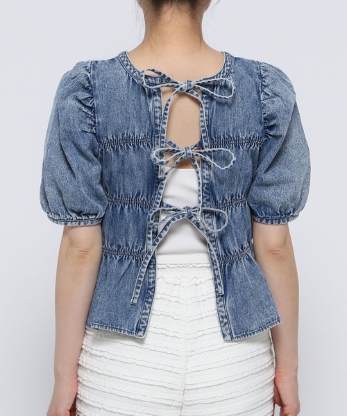 LOWRYS FARM（ローリーズファーム）の「デニムシャーリングブラウス６Ｓ 116623（シャツ/ブラウス・レディース・ブラック/ブルー・FREE）」の6枚目の写真