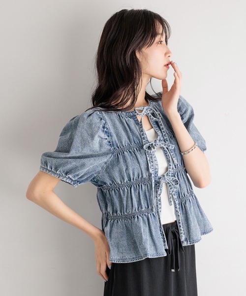 LOWRYS FARM（ローリーズファーム）の「デニムシャーリングブラウス６Ｓ 116623（シャツ/ブラウス・レディース・ブラック/ブルー・FREE）」の19枚目の写真