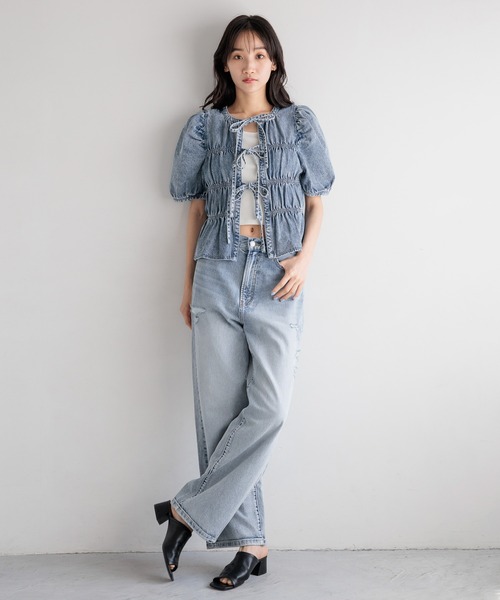 LOWRYS FARM（ローリーズファーム）の「デニムシャーリングブラウス６Ｓ 116623（シャツ/ブラウス・レディース・ブラック/ブルー・FREE）」の21枚目の写真