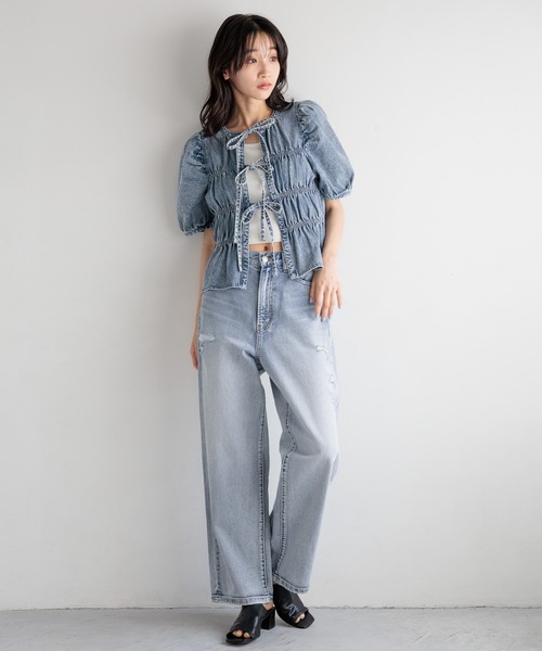 LOWRYS FARM（ローリーズファーム）の「デニムシャーリングブラウス６Ｓ 116623（シャツ/ブラウス・レディース・ブラック/ブルー・FREE）」の22枚目の写真