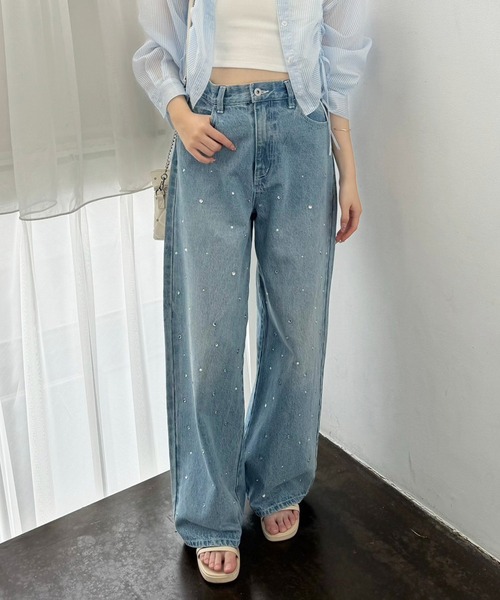 one after another NICE CLAUP（ワンアフターアナザーナイスクラップ）の「アソートワイドデニムパンツ【SMサイズ展開】（デニムパンツ・レディース・ライトブルー/ブルー/チャコールグレー/ピンク・SMALL/MEDIUM）」の16枚目の写真