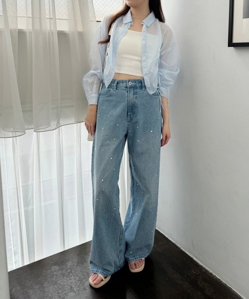 one after another NICE CLAUP（ワンアフターアナザーナイスクラップ）の「アソートワイドデニムパンツ【SMサイズ展開】（デニムパンツ・レディース・ライトブルー/ブルー/チャコールグレー/ピンク・SMALL/MEDIUM）」の15枚目の写真