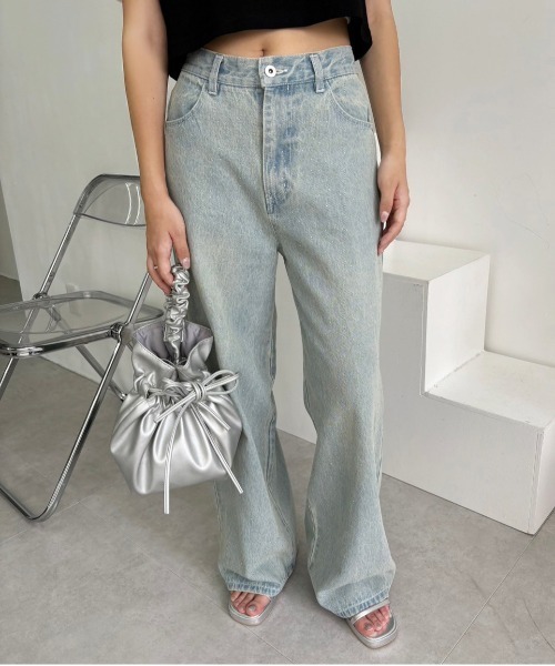 one after another NICE CLAUP（ワンアフターアナザーナイスクラップ）の「アソートワイドデニムパンツ【SMサイズ展開】（デニムパンツ・レディース・ライトブルー/ブルー/チャコールグレー/ピンク・SMALL/MEDIUM）」の9枚目の写真