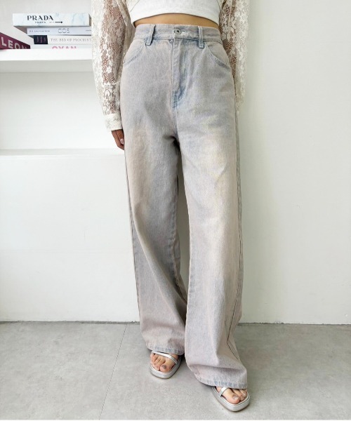 one after another NICE CLAUP（ワンアフターアナザーナイスクラップ）の「アソートワイドデニムパンツ【SMサイズ展開】（デニムパンツ・レディース・ライトブルー/ブルー/チャコールグレー/ピンク・SMALL/MEDIUM）」の12枚目の写真