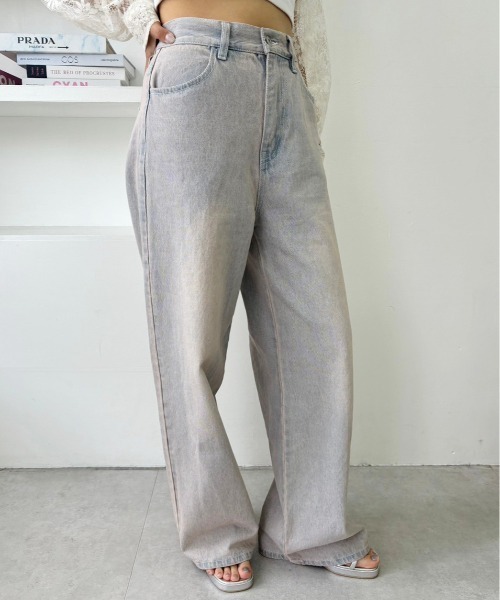 one after another NICE CLAUP（ワンアフターアナザーナイスクラップ）の「アソートワイドデニムパンツ【SMサイズ展開】（デニムパンツ・レディース・ライトブルー/ブルー/チャコールグレー/ピンク・SMALL/MEDIUM）」の13枚目の写真