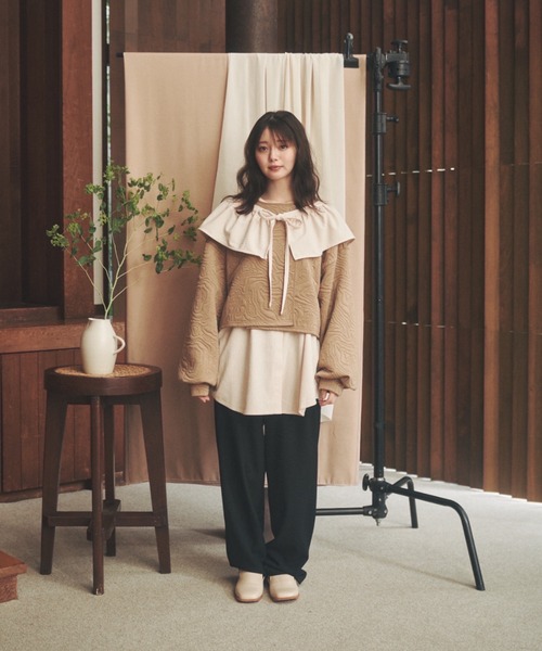 moi tytto(モイテュット)の「フリル付きクルーネックコーデュロイシャツ(シャツ/ブラウス・レディース・ナチュラル/ベージュ/ブラウン・FREE)」の13枚目の写真