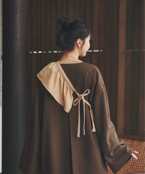 moi tytto(モイテュット)の「フリル付きクルーネックコーデュロイシャツ(シャツ/ブラウス・レディース・ナチュラル/ベージュ/ブラウン・FREE)」の10枚目の写真