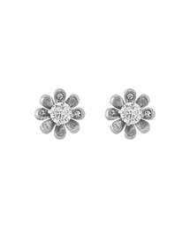 【ステンレス】ビジュー×ミニフラワーピアス