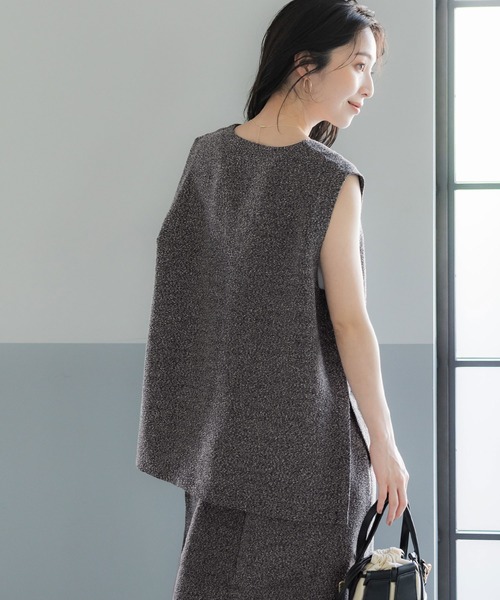 coca（coca）（コカ）の「【WEB限定セール】リネンライクVネックベスト＆スカートセット（セットアップ・レディース・チャコール・M/S/L）」の5枚目の写真