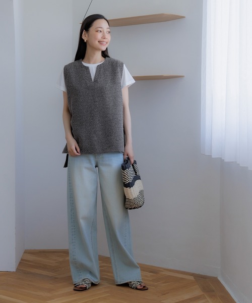 coca（coca）（コカ）の「【WEB限定セール】リネンライクVネックベスト＆スカートセット（セットアップ・レディース・チャコール・M/S/L）」の7枚目の写真