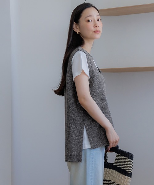 coca（coca）（コカ）の「【WEB限定セール】リネンライクVネックベスト＆スカートセット（セットアップ・レディース・チャコール・M/S/L）」の8枚目の写真