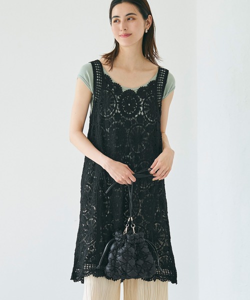 coca(coca)(コカ)の「クロシェキャミワンピース(ワンピース・レディース・アイボリー/ブラック・ONE SIZE)」の2枚目の写真