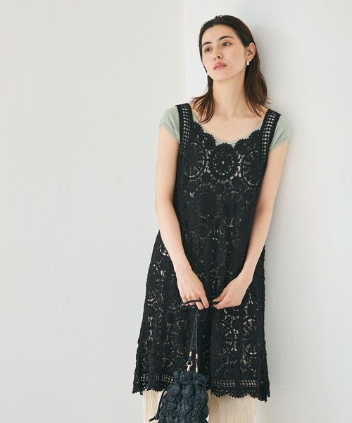 coca(coca)(コカ)の「クロシェキャミワンピース(ワンピース・レディース・アイボリー/ブラック・ONE SIZE)」の6枚目の写真