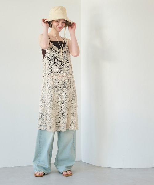 coca(coca)(コカ)の「クロシェキャミワンピース(ワンピース・レディース・アイボリー/ブラック・ONE SIZE)」の7枚目の写真