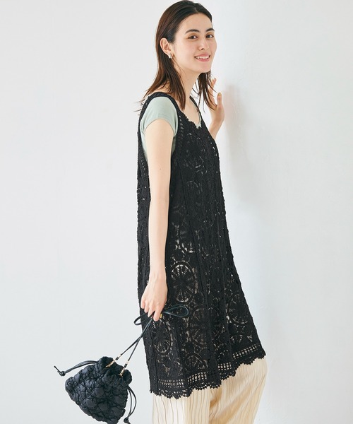 coca(coca)(コカ)の「クロシェキャミワンピース(ワンピース・レディース・アイボリー/ブラック・ONE SIZE)」の15枚目の写真