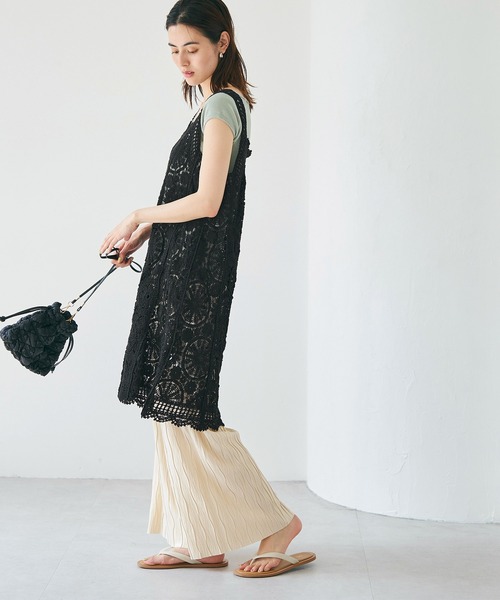 coca(coca)(コカ)の「クロシェキャミワンピース(ワンピース・レディース・アイボリー/ブラック・ONE SIZE)」の3枚目の写真