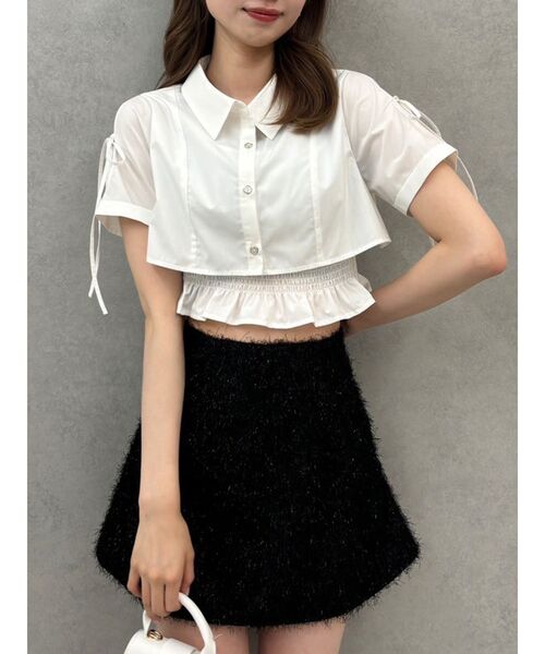 dazzlin(ダズリン)の「リボンスリーブショートシャツ(シャツ/ブラウス・レディース・ピンク/ブラック/オフホワイト/その他1・FREE)」の2枚目の写真