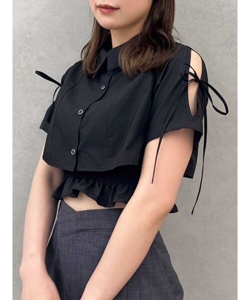 dazzlin(ダズリン)の「リボンスリーブショートシャツ(シャツ/ブラウス・レディース・ピンク/ブラック/オフホワイト/その他1・FREE)」の3枚目の写真