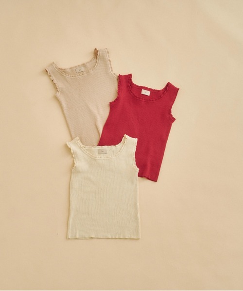 moi tytto(モイテュット)の「フリルニットタンクトップ(タンクトップ・レディース・レッド/ベージュ/ナチュラル・FREE)」の13枚目の写真