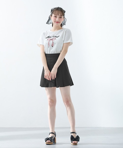 INGNI(イング)の「装飾付きリボンロゴTシャツ(Tシャツ/カットソー・レディース・ホワイト×ピンク/ライトピンク/ホワイト×ブルー/ブラック・M)」の6枚目の写真