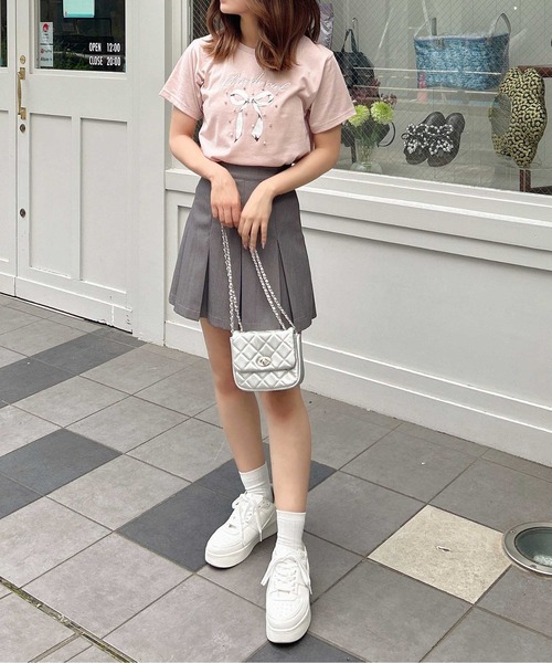 INGNI(イング)の「装飾付きリボンロゴTシャツ(Tシャツ/カットソー・レディース・ホワイト×ピンク/ライトピンク/ホワイト×ブルー/ブラック・M)」の21枚目の写真