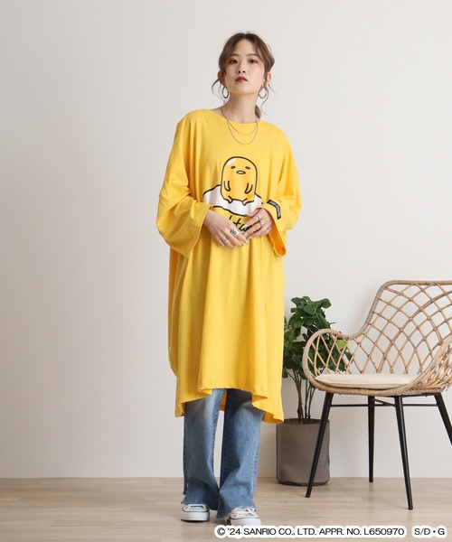 sanrio(サンリオ)の「sanrio ぐでたま キングビッグTシャツ(Tシャツ/カットソー・レディース・レモンイエロー・FREE)」の8枚目の写真