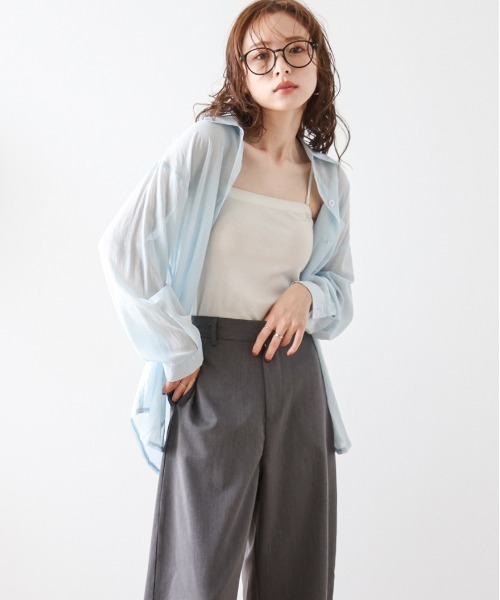 La-gemme（ラジェム）の「シアーシャツ（シャツ/ブラウス・レディース・ベージュ/ブルー/アイボリー/ブラック/ホワイト・フリー）」の5枚目の写真