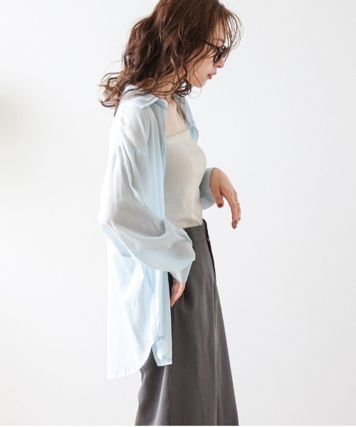 La-gemme（ラジェム）の「シアーシャツ（シャツ/ブラウス・レディース・ベージュ/ブルー/アイボリー/ブラック/ホワイト・フリー）」の16枚目の写真