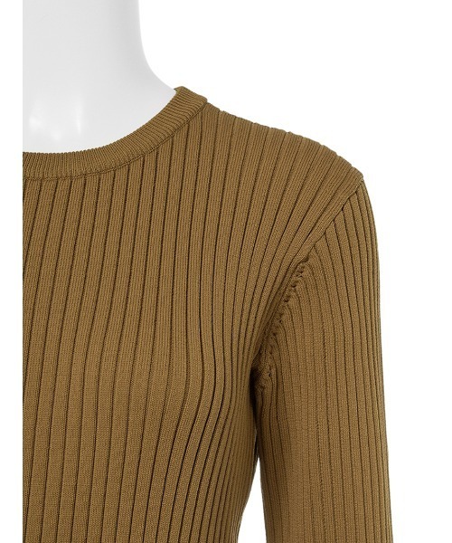 タグ付新品　ミラオーウェン　構築パフスリーブフレアスカートリブニットワンピース Mila Owen（ミラオーウェン）の「構築パフスリーブフレア