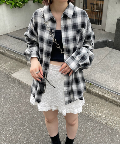 mline（エムライン）の「[mline]ロゴ刺繍チェックシャツ（シャツ/ブラウス・レディース・ブルー/ブラック/レッド・FREE）」の6枚目の写真