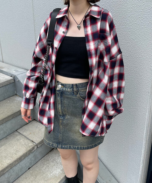 mline（エムライン）の「[mline]ロゴ刺繍チェックシャツ（シャツ/ブラウス・レディース・ブルー/ブラック/レッド・FREE）」の12枚目の写真