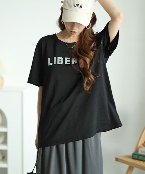 GOLDJAPAN(ゴールドジャパン)の「フロッキープリントロゴTシャツ【大きいサイズ対応】(Tシャツ/カットソー・レディース・ブラック/ホワイト・LL/3L/4L/5L)」の2枚目の写真