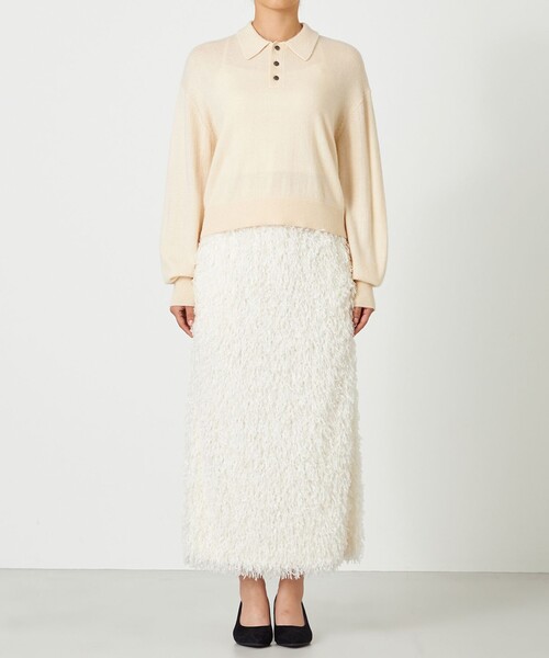 NAVE（ネイヴ）の「ポロニット（ニット/セーター・レディース・アイボリー系/サックスブルー系/ライトグレー系/ブラック系・1）」の2枚目の写真