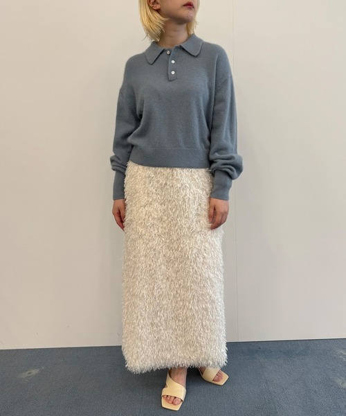 NAVE（ネイヴ）の「ポロニット（ニット/セーター・レディース・アイボリー系/サックスブルー系/ライトグレー系/ブラック系・1）」の21枚目の写真