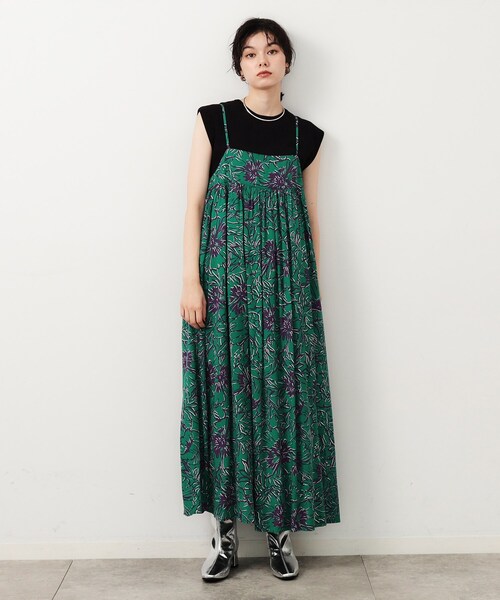 セール】ビックフラワープリントキャミワンピース【洗える