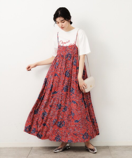 【美品】フラワープリントキャミワンピース　S ブラック sakishimatokyo ワンピース 「多色展開」フラワープリント