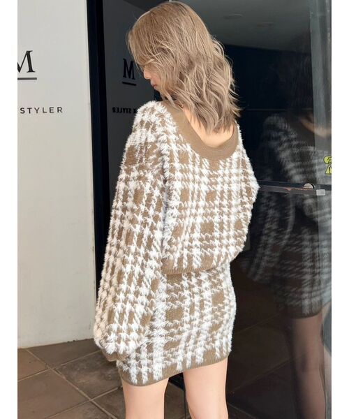 GYDA（ジェイダ）の「【SETUP着用可】シャギーCHECK PATTERN MIXニットスカートライクショートパンツ（スカート・レディース・ベージュ/アイボリー/ブラック・FREE）」の5枚目の写真
