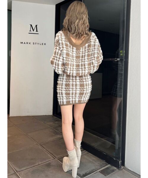 GYDA（ジェイダ）の「【SETUP着用可】シャギーCHECK PATTERN MIXニットスカートライクショートパンツ（スカート・レディース・ベージュ/アイボリー/ブラック・FREE）」の7枚目の写真