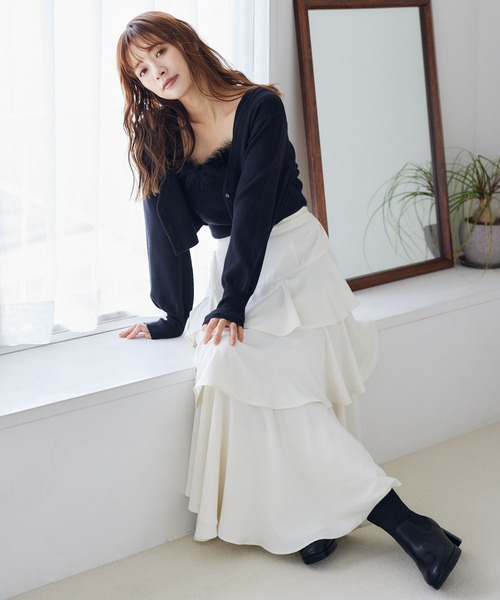 mysty woman（ミスティウーマン）の「エコファータンクカーデSET　149824（アンサンブル・レディース・ライトグレー/オレンジ/ブラック・FREE）」の4枚目の写真