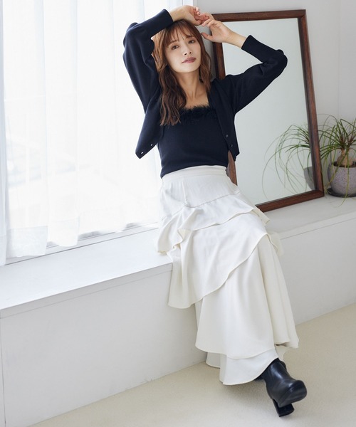 mysty woman（ミスティウーマン）の「エコファータンクカーデSET　149824（アンサンブル・レディース・ライトグレー/オレンジ/ブラック・FREE）」の5枚目の写真