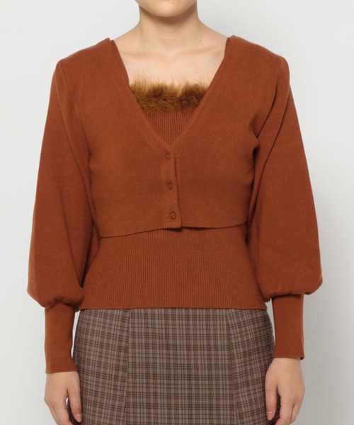 mysty woman（ミスティウーマン）の「エコファータンクカーデSET　149824（アンサンブル・レディース・ライトグレー/オレンジ/ブラック・FREE）」の8枚目の写真